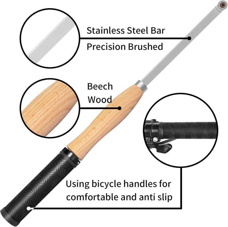 DEEFIINE 18.3" Full Size Carbide Tip Wood Lathe Turning Tool Kit, Lathe Roughing and Finishing Hollow Tool with Diamond Round Square Carbide inserts(Beech handle) - Image 3